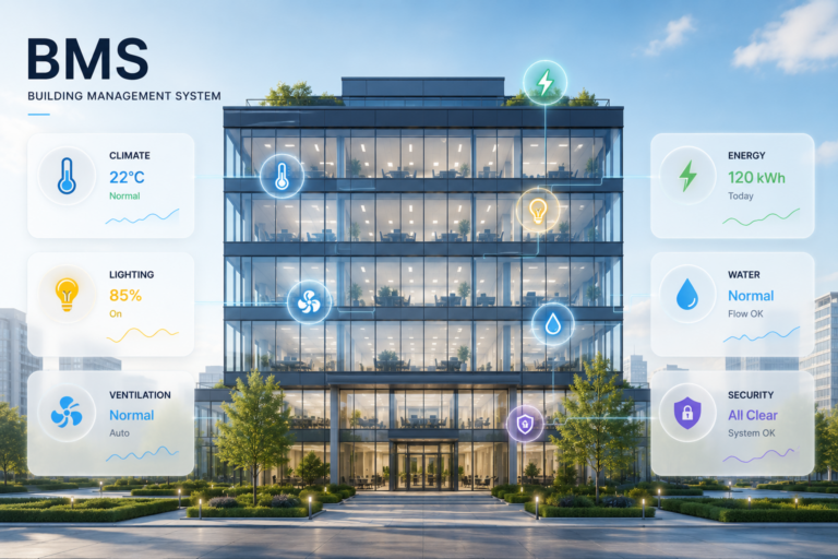Sistema BMS para la monitorización de clima, energía, iluminación, ventilación, agua y seguridad en un edificio inteligente